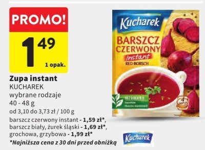 Zupa instant KUCHAREK wybrane rodzaje promocja w Intermarche