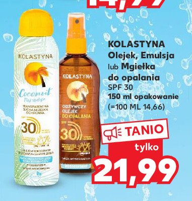 Suchy olejek do opalania spf 30 Kolastyna coconut paradise promocja