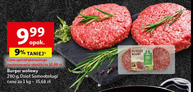 Burger wołowy Auchan pewni dobrego promocja