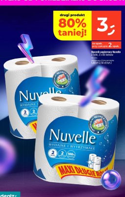 Ręcznik papierowy Nuvelle 2 rolki, 2 x 90 listków promocja w Dealz