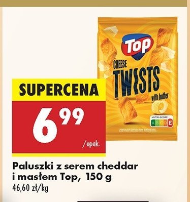 Paluszki twists z serem cheddar Top pub Top (biedronka) promocja