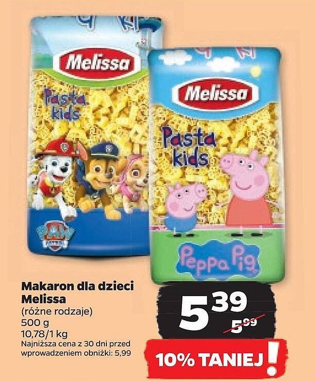 Makaron dla dzieci paw patrol Melissa promocja