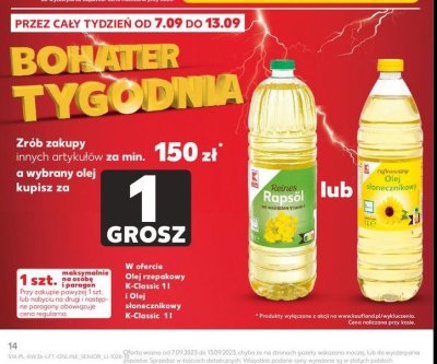 Olej rzepakowy K-classic promocja