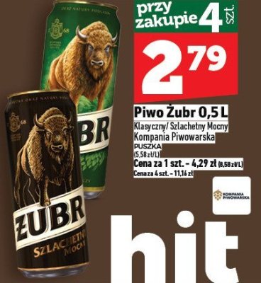 Piwo Żubr 0,5L promocja w TOPAZ