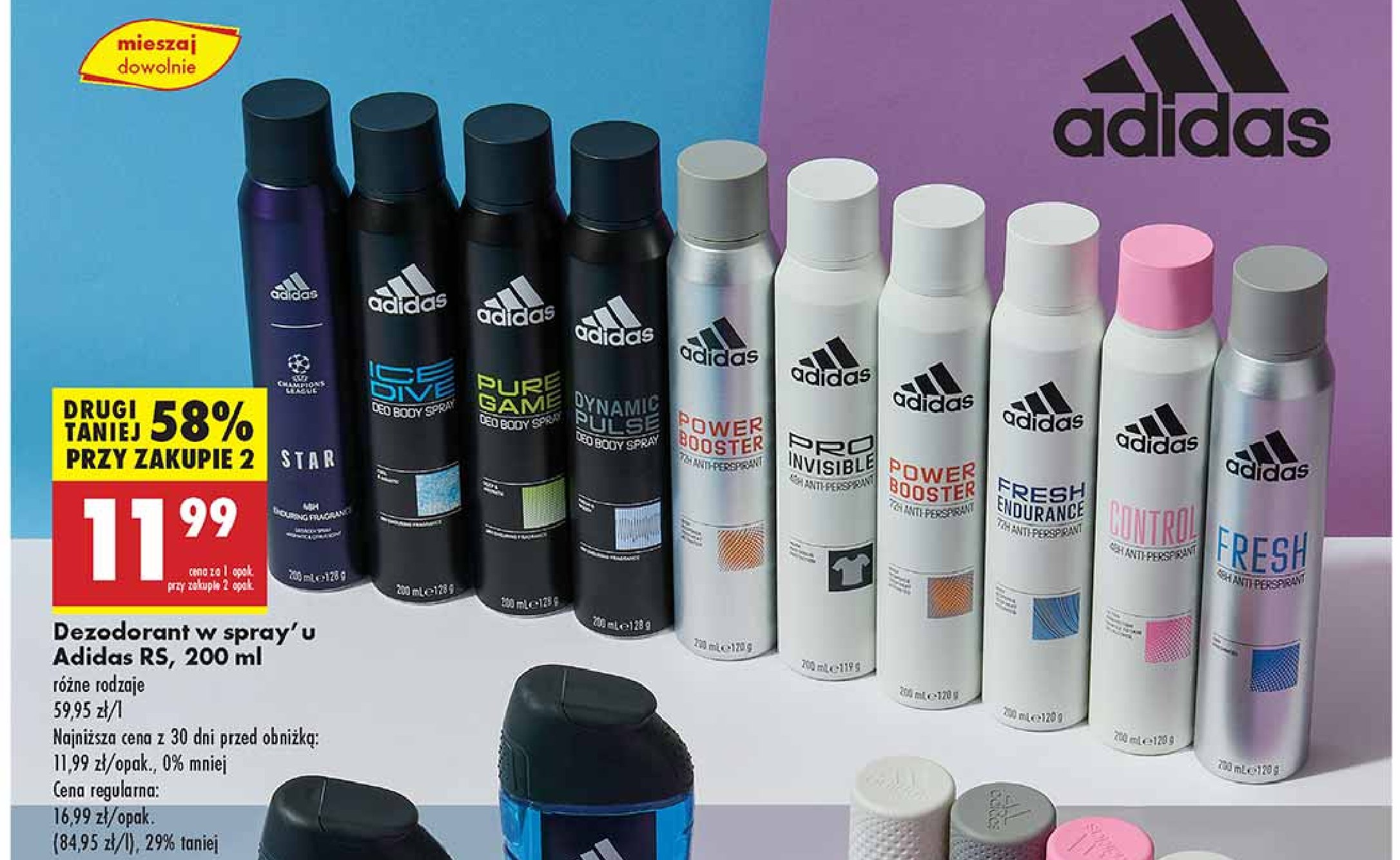 Dezodorant Adidas power booster promocja w Biedronka