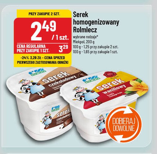 Serek homogenizowany czekoladowy Rolmlecz promocja