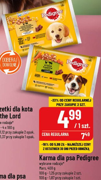 Karma dla psa junior kurczak ryż - wołowina ryż Pedigree promocja