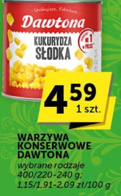 Warzywa konserwowe Dawtona kukurydza słodka promocja w Euro Sklep