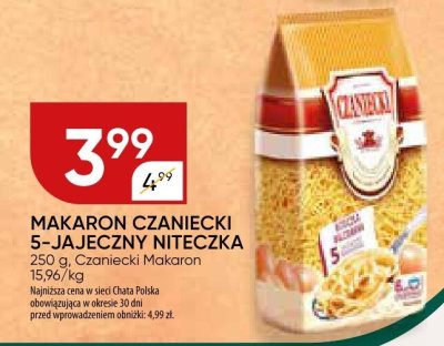 Makaron Czaniecki 5-jajeczny niteczka promocja w Chata Polska
