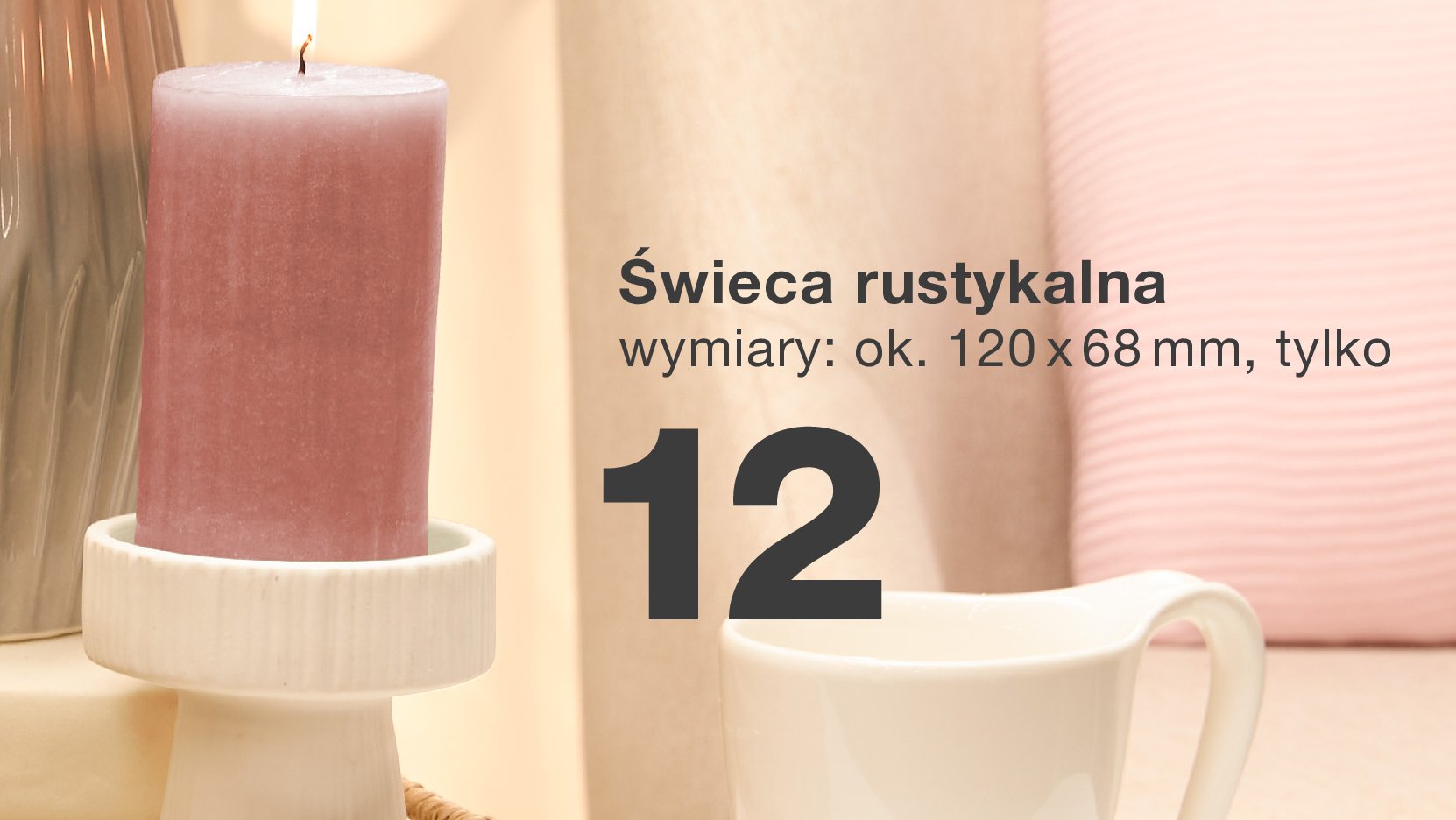 Świeca rustykalna 120 x 68 mm promocja