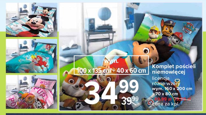 Po艣ciel licencyjna 160 x 200 cm + 70 x 80 cm myszka miki promocja