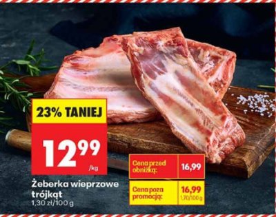 Żeberka wieprzowe trójkat 1,30 zł/100 g promocja w Biedronka