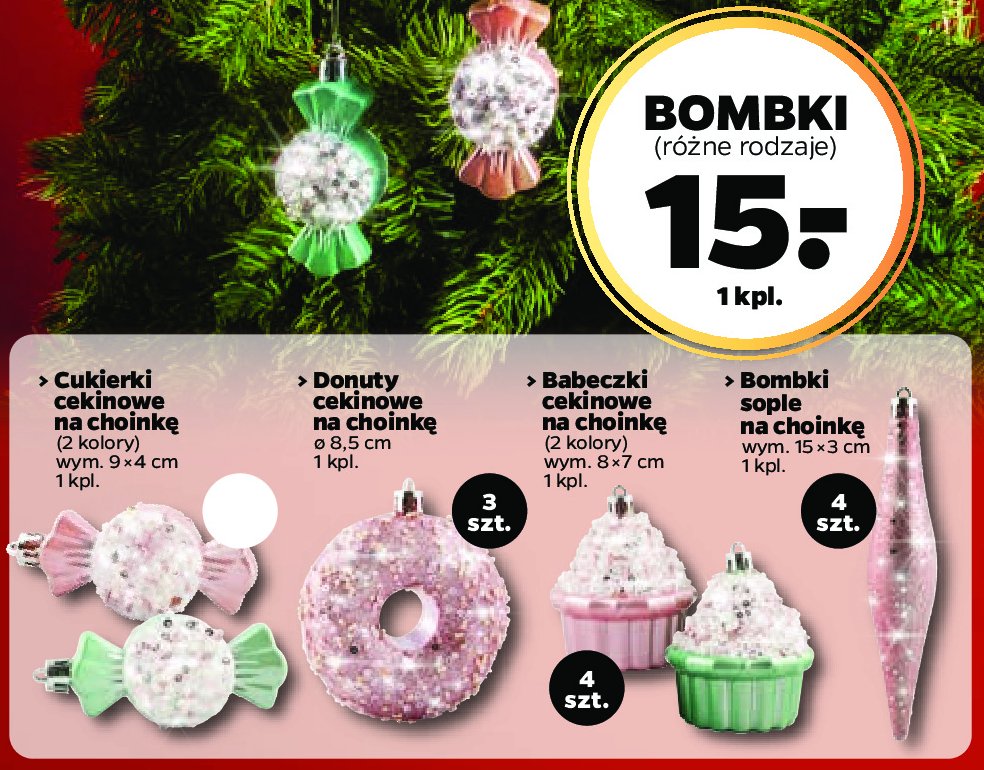 Bombki babeczki cekinowe 8 x 7 cm promocja