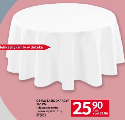 Obrus basic okrągły 160 cm dostępne różne rozmiary i kształty promocja w Selgros