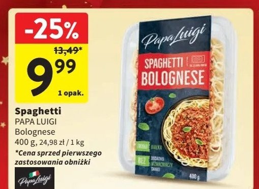 Spaghetti bolognese Papa luigi promocja