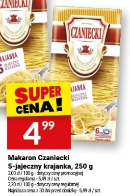 Makaron Czaniecki 5-jajeczny krajanka, 250 g promocja w Twój Market