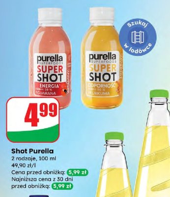 Shot Purella Super Shot 2 rodzaje Energia Guarana i Kurkuma promocja w Dino