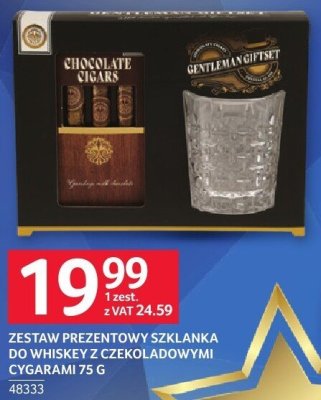 Zestaw prezentowy szklanka do whiskey z czekoladowymi cygarami 75 g promocja w Selgros
