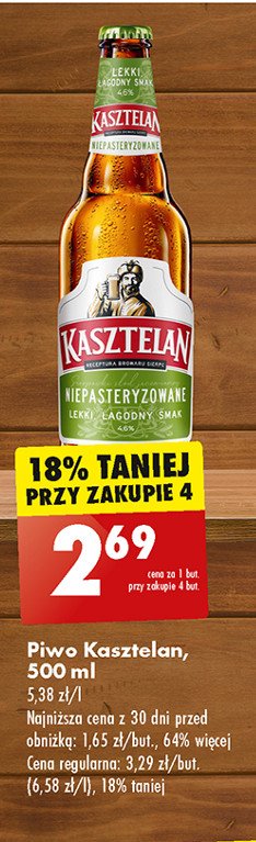 Piwo Kasztelan niepasteryzowane promocja w Biedronka
