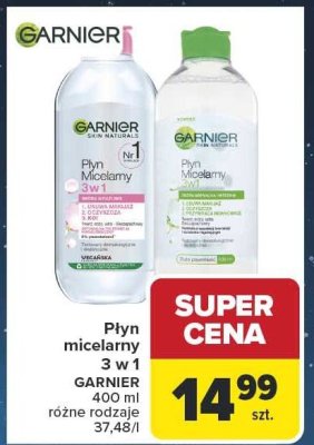 Płyn micelarny 3w1 GARNIER 400ml różne rodzaje promocja w Carrefour