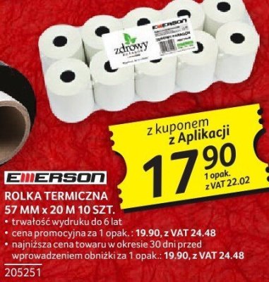 Rolka termiczna 57 mm x 20 m 10 szt. Emerson promocja w Selgros