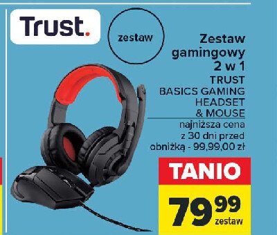 Zestaw gamingowy 2w1 słuchawki + mysz Trust promocja w Carrefour