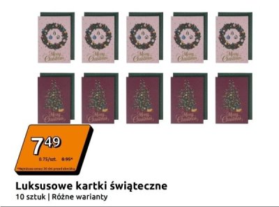 Luksusowe kartki świąteczne 10 sztuk | różne warianty promocja w Action