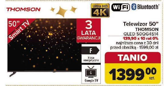 Telewizor qled 50qg4s14 Thomson promocja w Carrefour