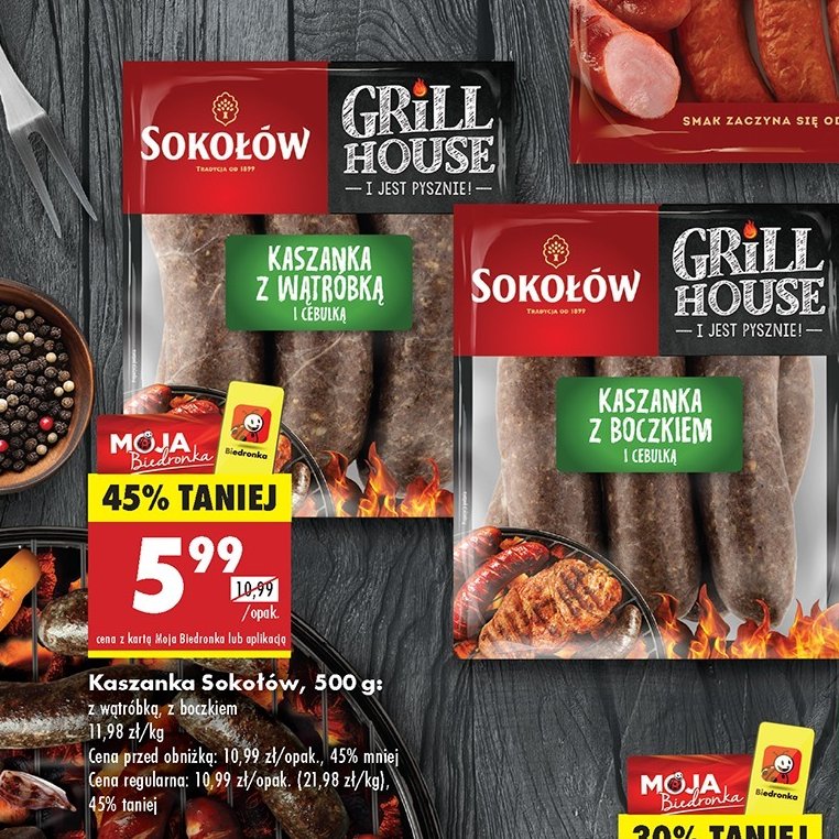 Kaszanka z wątróbką i cebulką Sokołów grill house promocja