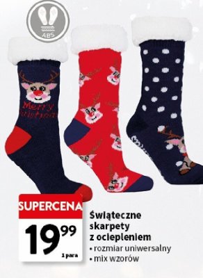 Skarpety Świąteczne skarpety z ociepleniem promocja w Intermarche