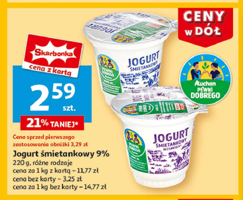 Jogurt śmietankowy Auchan pewni dobrego promocja w Auchan