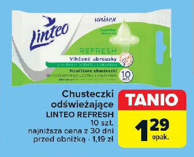 Chusteczki nawilżane refresh Linteo promocja w Carrefour Market