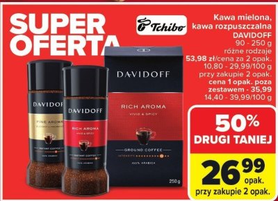 Kawa mielona, kawa rozpuszczalna DAVIDOFF promocja w Carrefour