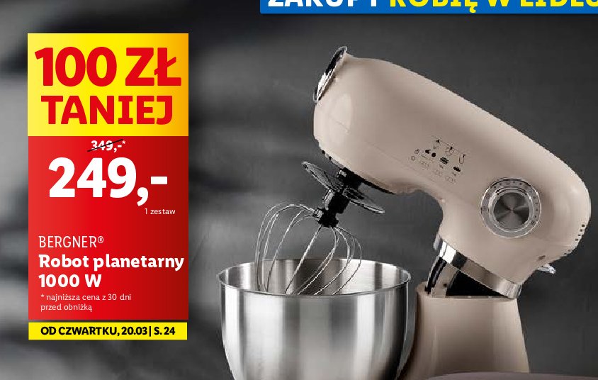 Robot planetarny 1000w Bergner promocja w Lidl