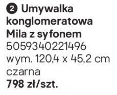 Umywalka konglomeratowa Mila z syfonem 505934 0221496 promocja w Castorama