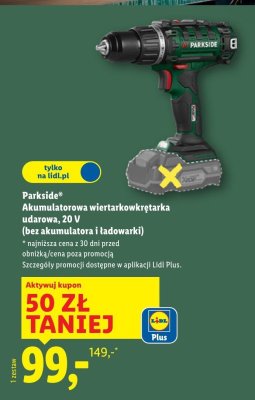Akumulatorowa wiertarko-wkrętarka udarowa 20 V  promocja w Lidl