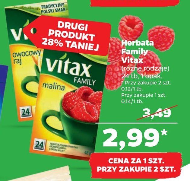 Herbata malinowa VITAX FAMILY promocja