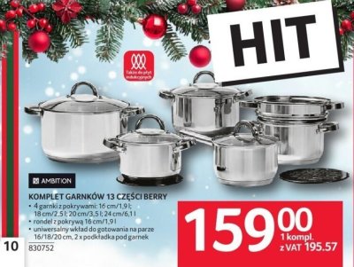 Komplet garnków 13 części Berry promocja w Selgros