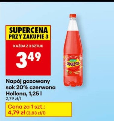 Napój gazowany sok 20% czerwona Hellena, 1,25 l promocja w Biedronka