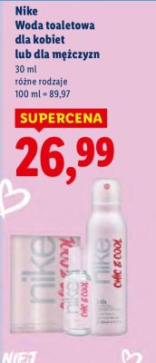 Woda toaletowa dla kobiet lub dla mężczyzn Nike promocja w Lidl