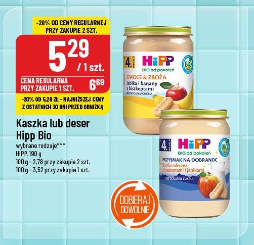 Jabłka z bananami i biszkoptami Hipp promocja