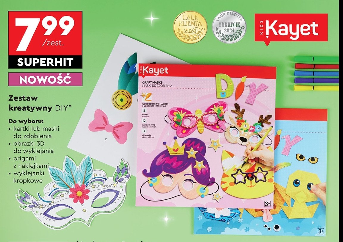 Zestaw kreatywny obrazki 3d do wyklejania origami Kayet promocja w Biedronka