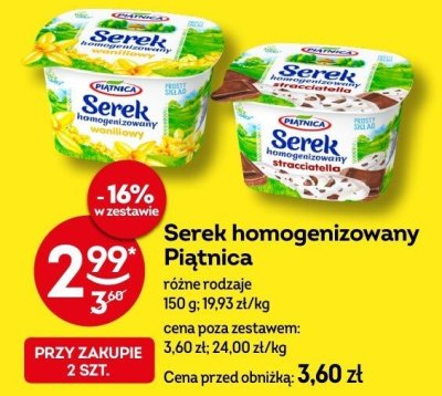 Serek homogenizowany Piątnica różne rodzaje promocja w Żabka