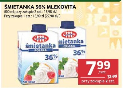 Mleko Śmietanka 36% Mlekovita promocja w Stokrotka