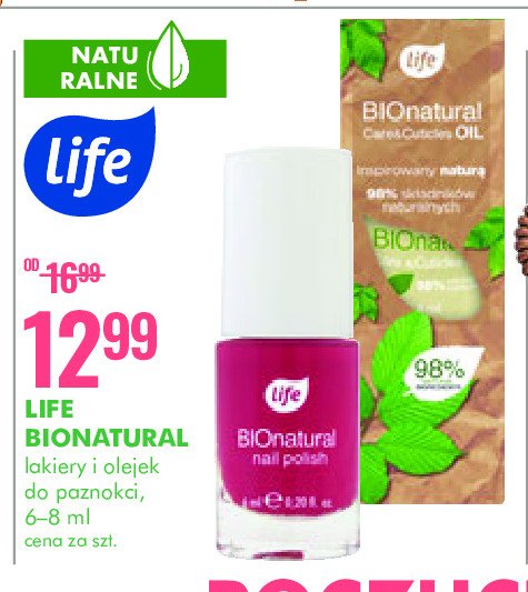Lakier do paznokci różowy Life bio natural Life (super-pharm) promocja