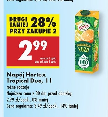 Napój pomarańcza-yuzu Hortex tropical duo promocja w Biedronka