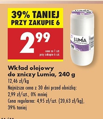 Wkład olejowy do zniczy 240 g 96 h Lumia promocja w Biedronka