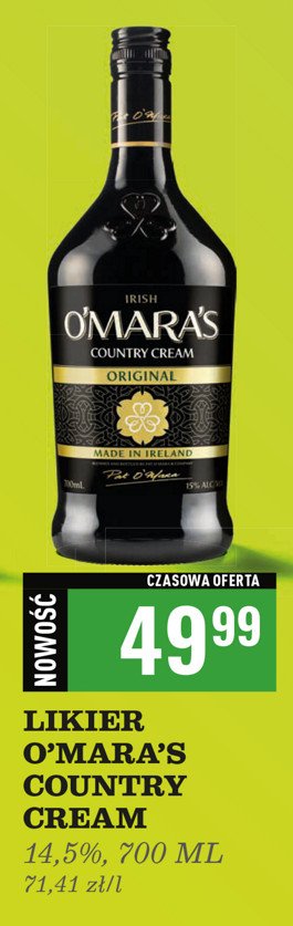 Likier 14.5% O'mara's promocja w Biedronka