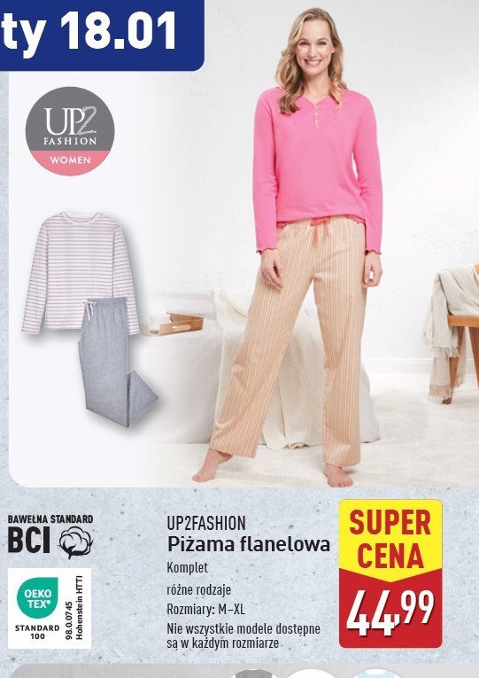 Piżama damska flanelowa m-xl Up2fashion promocja w Aldi