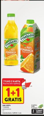 Sok 100% pomarańcza TYMBARK promocja w Intermarche